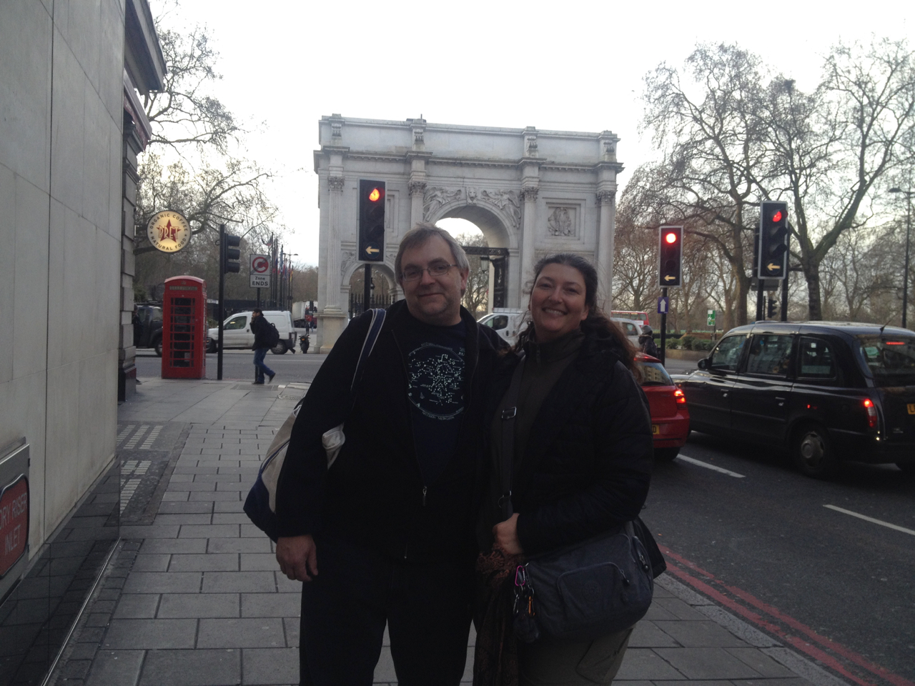 Mark & Yvette in front of the Marble Arch, London